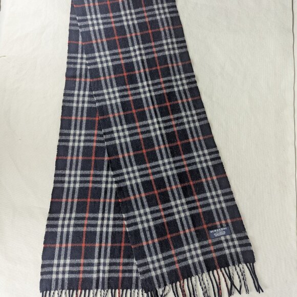 Authentic Burberry Lambswool Scarf Blue – Unisex Check – Pre-Owned – Fast Ship - Picture 2 of 7
